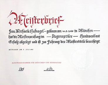 Oberer Meisterbrief rote Schrift Optik Kürner_optik kürner service